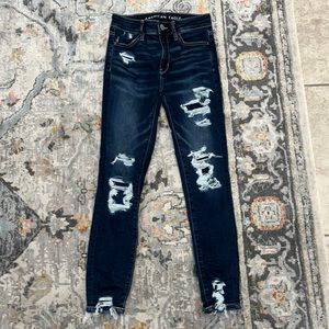 American Eagle patched high rise jeggings